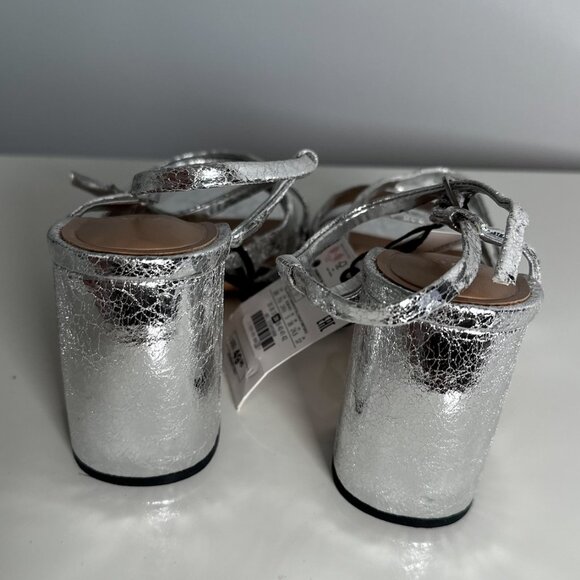 7.5/38 Zara silver party sandals NWT - Picture 4 of 7